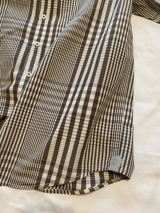 Tommy Bahama Jeans Brown and White Plaid Long Sleeve Button-Up Shirt Men’s  L - Picture 10 of 11